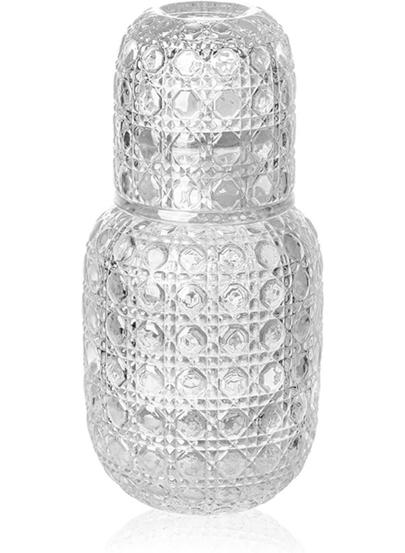 طقم إبريق ماء وكوب زجاجي للسرير، إبريق ماء مع كوب زجاجي للسرير، إبريق بجانب السرير لشرب الماء في منتصف الليل، غسول فم زجاجي للحمام، غرفة الضيوف - Image 1